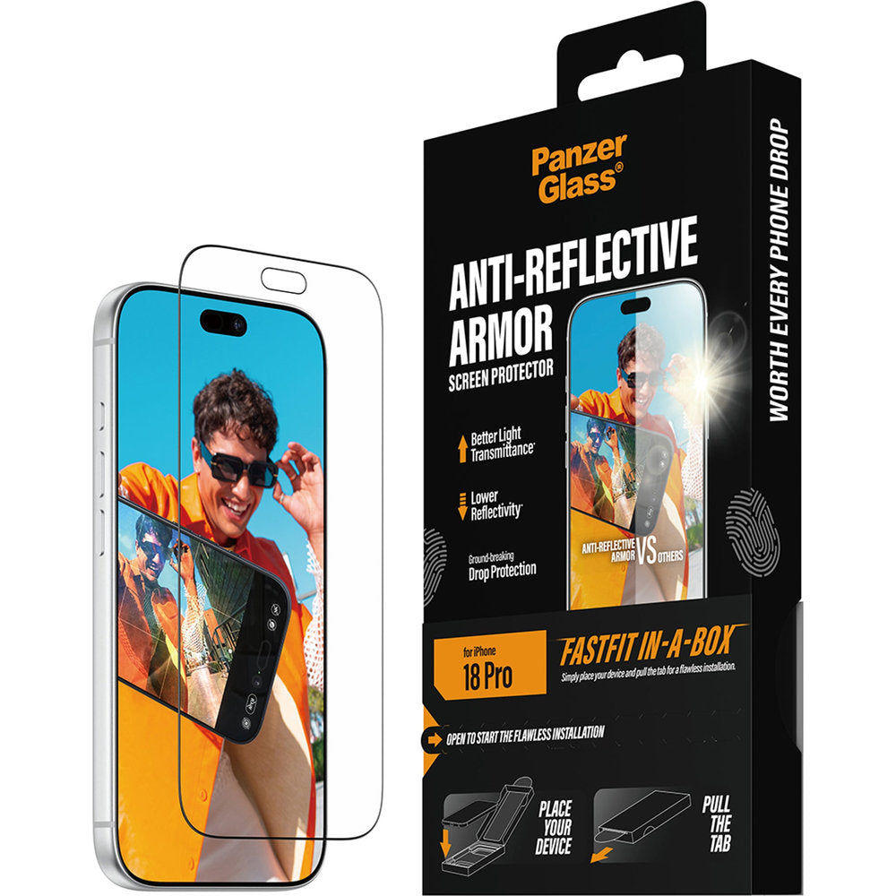 Gehärtetes Glas für iPhone 18 Pro, PanzerGlass Anti-reflective Armor Screen Protector mit Applikator FastFit (6/6)