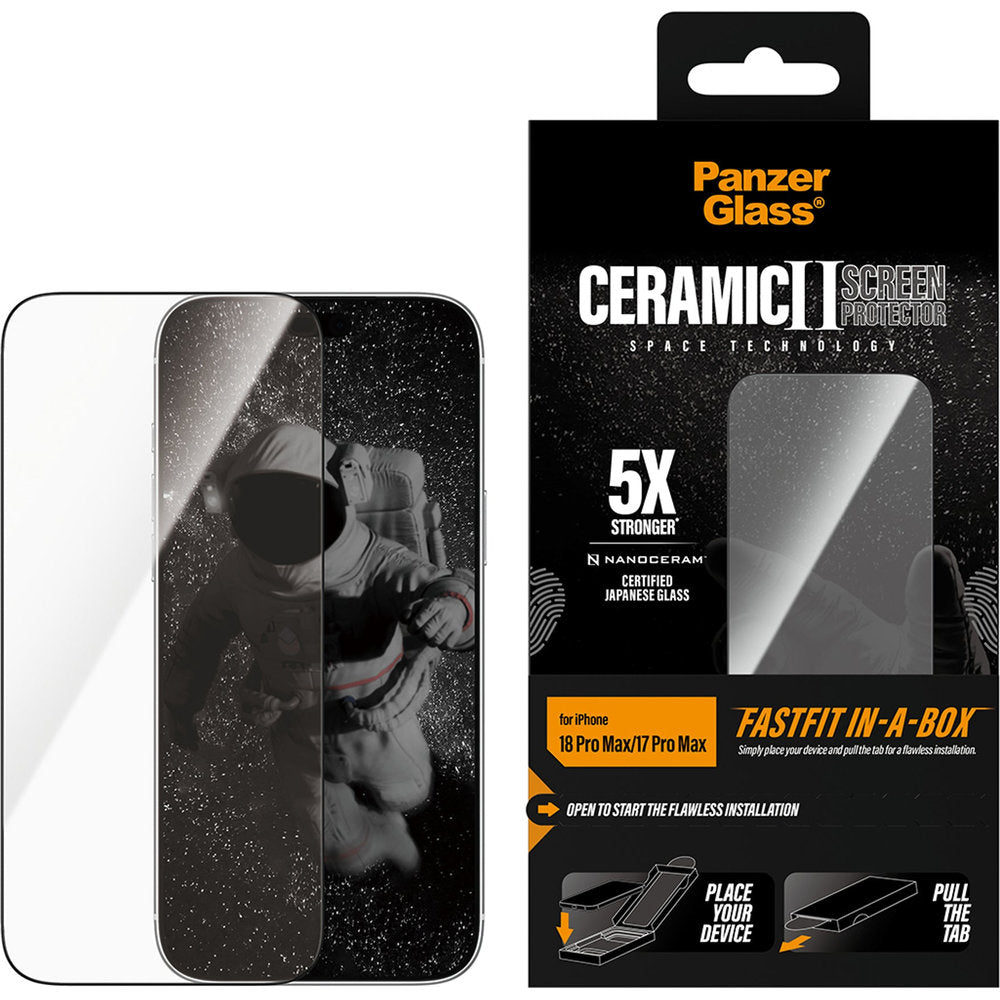 Gehärtetes Glas für iPhone 18 Pro Max / 17 Pro Max, PanzerGlass Ceramic Screen Protector aus Keramik mit FastFit-Applikator (2/6)