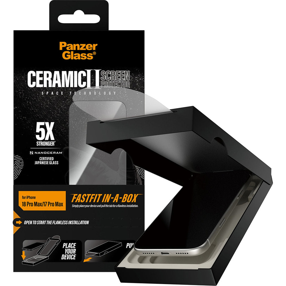 Gehärtetes Glas für iPhone 18 Pro Max / 17 Pro Max, PanzerGlass Ceramic Screen Protector aus Keramik mit FastFit-Applikator (5/6)