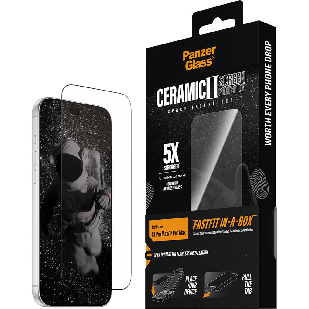 Gehärtetes Glas für iPhone 18 Pro Max / 17 Pro Max, PanzerGlass Ceramic Screen Protector aus Keramik mit FastFit-Applikator (6/6)