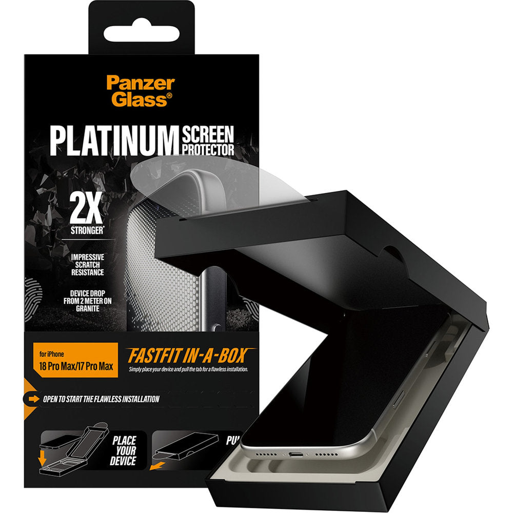 Gehärtetes Glas für iPhone 18 Pro Max / 17 Pro Max, PanzerGlass Platinum Screen Protector mit FastFit-Applikator (5/6)