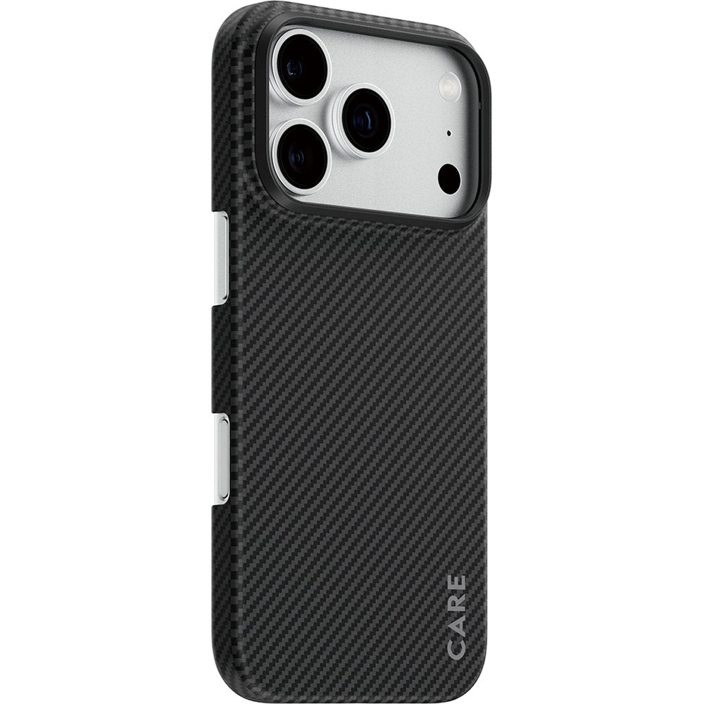 Handyhülle aus Aramid PanzerGlass CARE Discovery Case mit MagSafe für iPhone 18 Pro / 17 Pro, Schwarz-Grau (1/6)