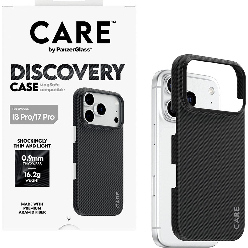 Handyhülle aus Aramid PanzerGlass CARE Discovery Case mit MagSafe für iPhone 18 Pro / 17 Pro, Schwarz-Grau (5/6)