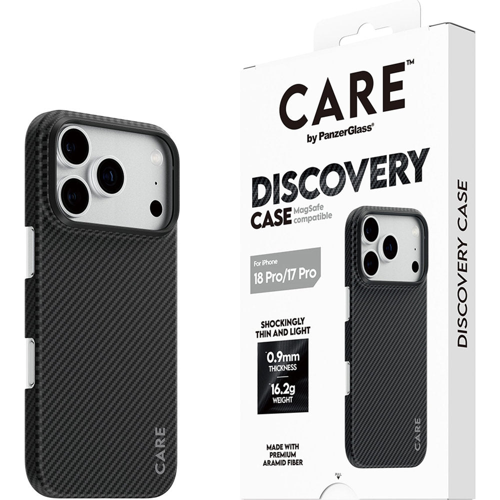 Handyhülle aus Aramid PanzerGlass CARE Discovery Case mit MagSafe für iPhone 18 Pro / 17 Pro, Schwarz-Grau (6/6)