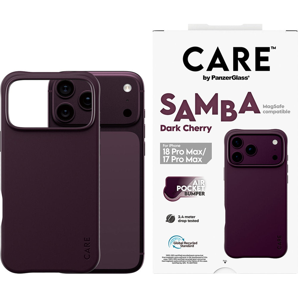 Handyhülle für iPhone 18 Pro Max / 17 Pro Max, CARE by PanzerGlass Samba Case mit MagSafe, Kirschrot (2/6)