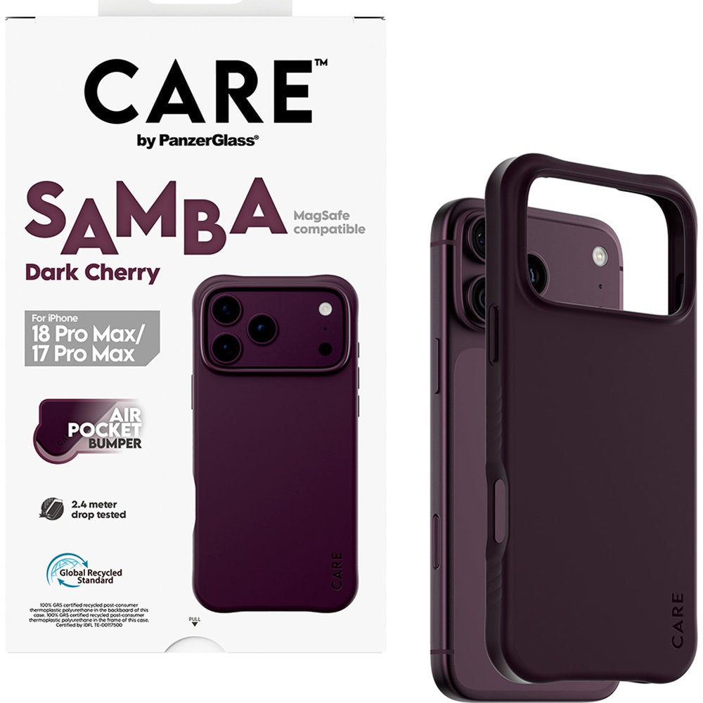 Handyhülle für iPhone 18 Pro Max / 17 Pro Max, CARE by PanzerGlass Samba Case mit MagSafe, Kirschrot (5/6)