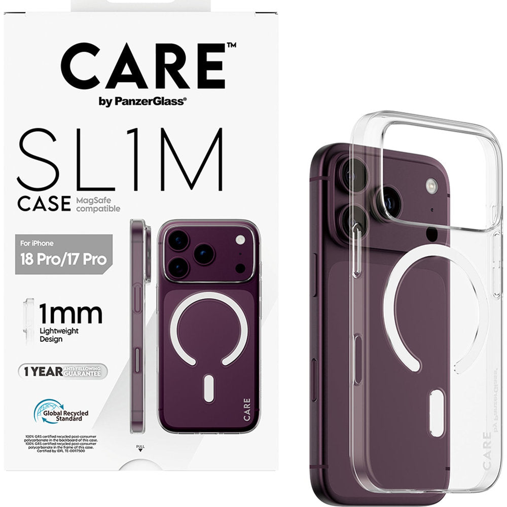 Handyhülle für iPhone 18 Pro / 17 Pro, CARE by PanzerGlass SL1M mit MagSafe, Transparent (5/6)