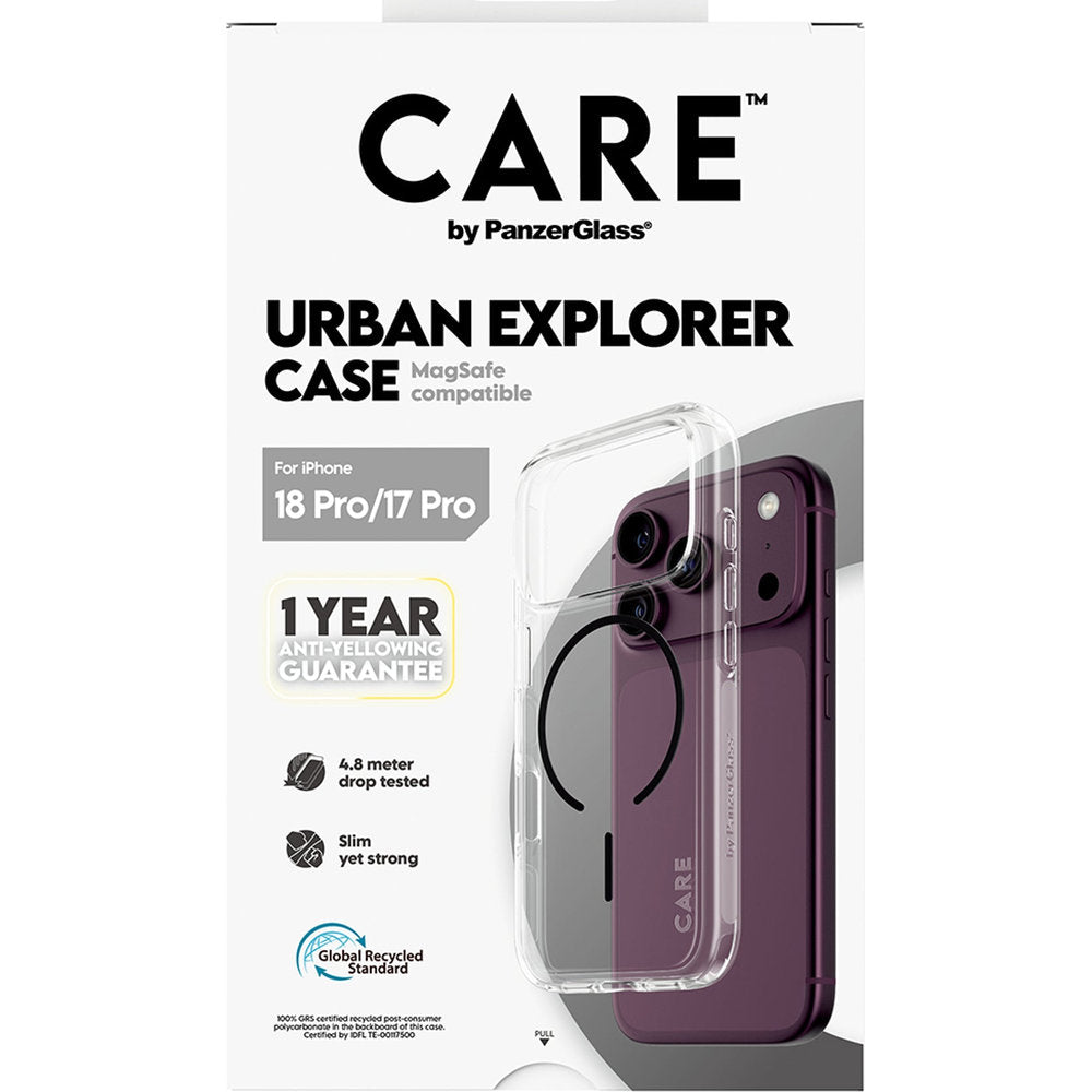 Handyhülle für iPhone 18 Pro / 17 Pro, CARE by PanzerGlass Urban Explorer Case mit MagSafe, Transparent-Schwarz (3/6)