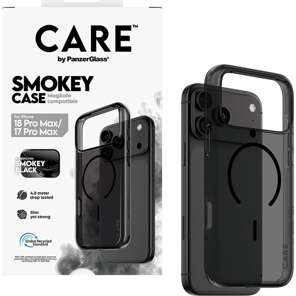 Handyhülle für iPhone 18 Pro Max / 17 Pro Max, CARE by PanzerGlass Smokey Case mit MagSafe, Rauchschwarz (5/6)