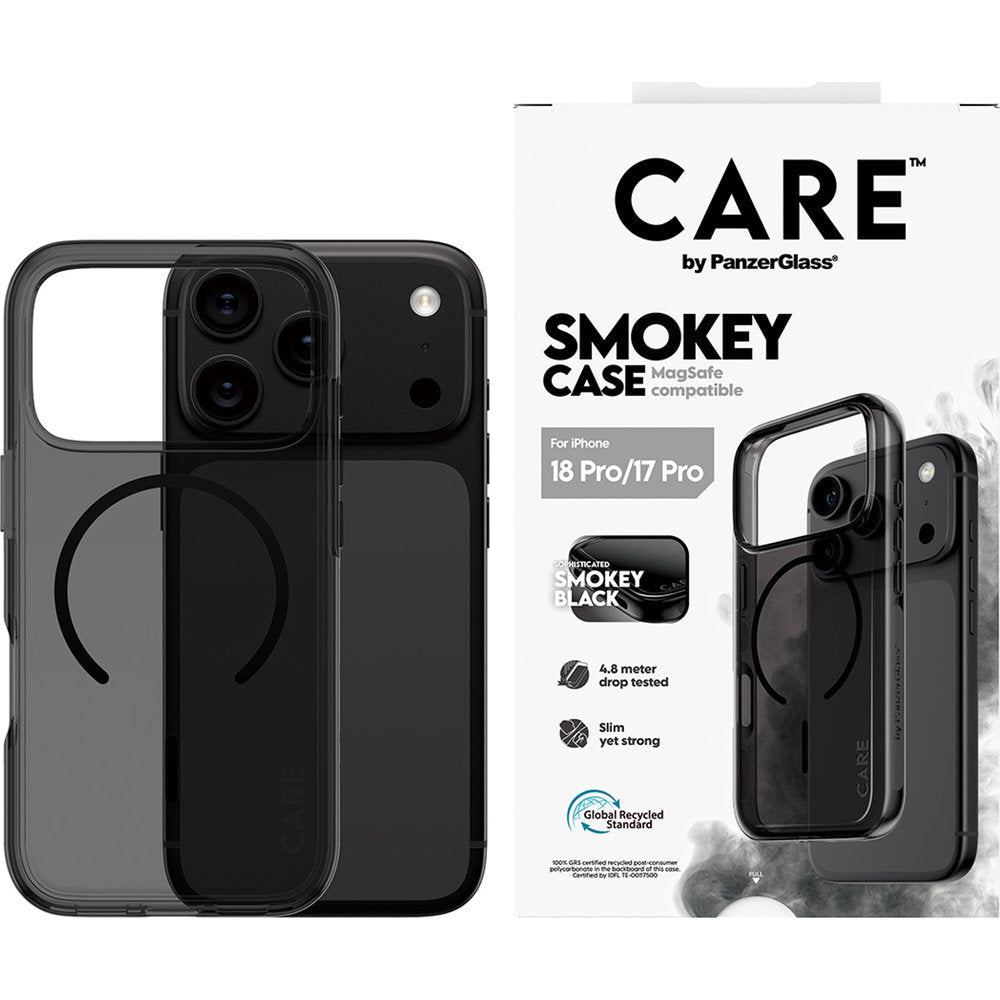 Handyhülle für iPhone 18 Pro / 17 Pro, CARE by PanzerGlass Smokey Case mit MagSafe, Rauchschwarz (2/6)