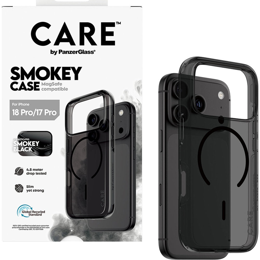 Handyhülle für iPhone 18 Pro / 17 Pro, CARE by PanzerGlass Smokey Case mit MagSafe, Rauchschwarz (5/6)