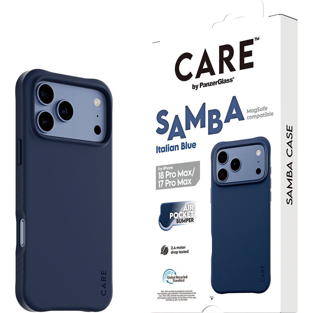 Handyhülle für iPhone 18 Pro Max / 17 Pro Max, CARE by PanzerGlass Samba Case mit MagSafe, Dunkelblau (6/6)