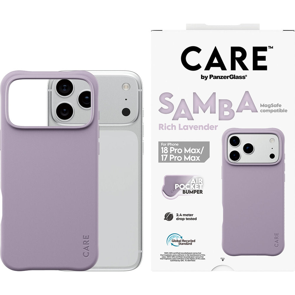 Handyhülle für iPhone 18 Pro Max / 17 Pro Max, CARE by PanzerGlass Samba Case mit MagSafe, Lavendel (2/6)