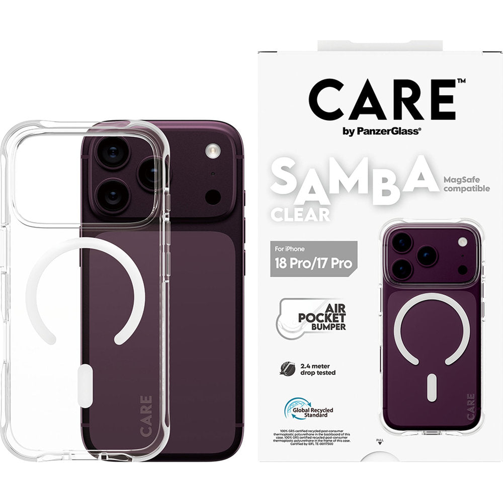 Handyhülle für iPhone 18 Pro / 17 Pro, CARE by PanzerGlass Samba Case mit MagSafe, Transparent (2/6)