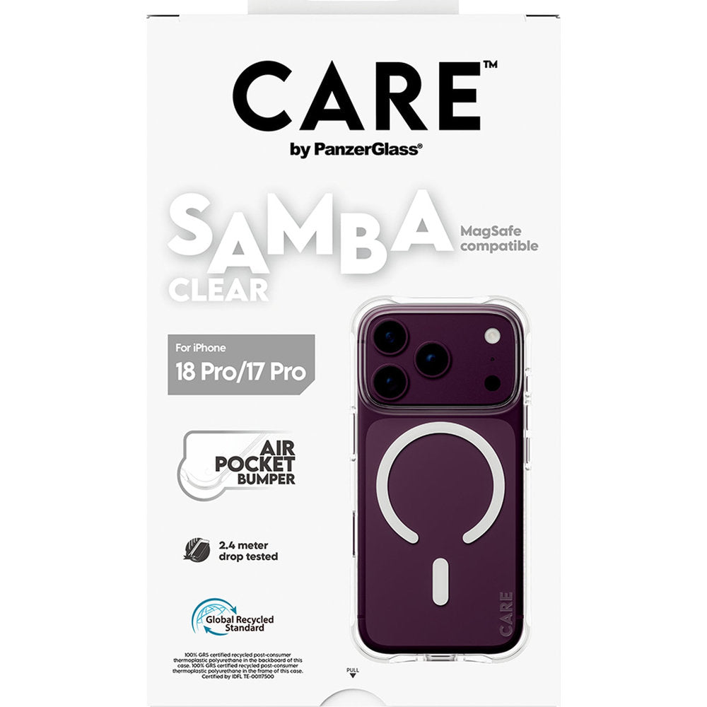 Handyhülle für iPhone 18 Pro / 17 Pro, CARE by PanzerGlass Samba Case mit MagSafe, Transparent (3/6)