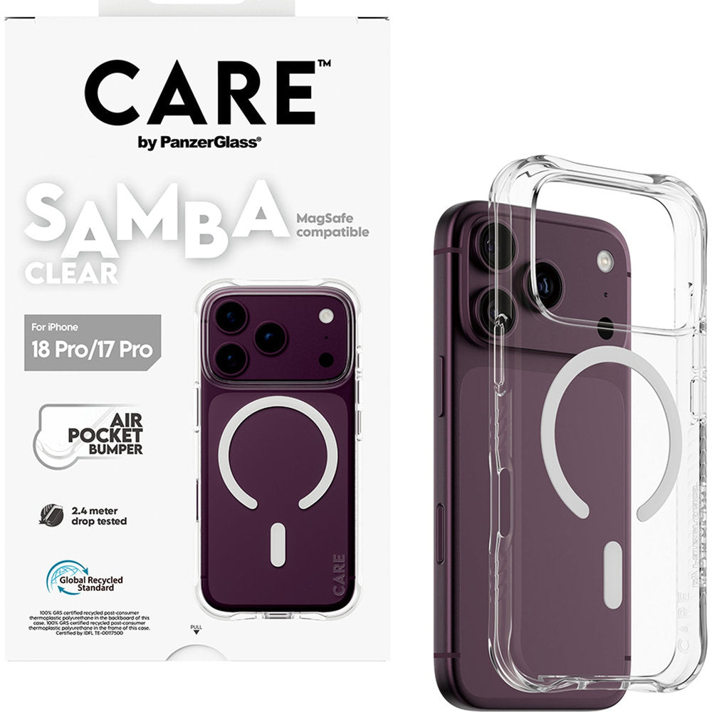 Handyhülle für iPhone 18 Pro / 17 Pro, CARE by PanzerGlass Samba Case mit MagSafe, Transparent (5/6)