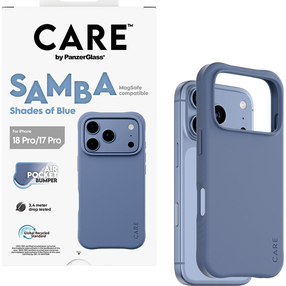Handyhülle für iPhone 18 Pro / 17 Pro, CARE by PanzerGlass Samba Case mit MagSafe, Blau (5/6)