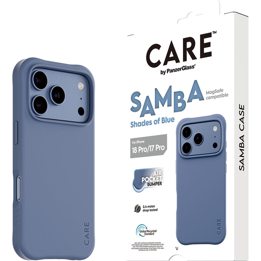 Handyhülle für iPhone 18 Pro / 17 Pro, CARE by PanzerGlass Samba Case mit MagSafe, Blau (6/6)