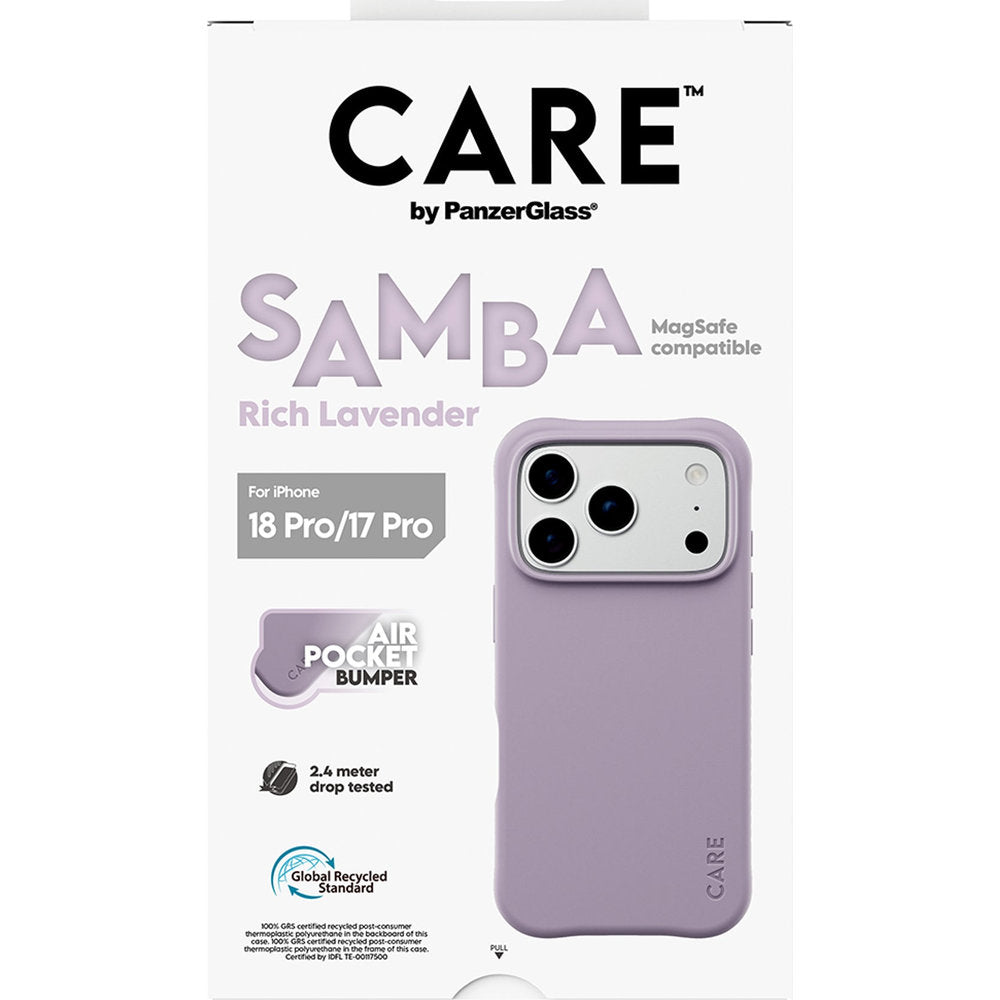Handyhülle für iPhone 18 Pro / 17 Pro, CARE by PanzerGlass Samba Case mit MagSafe, Lavendel (3/6)