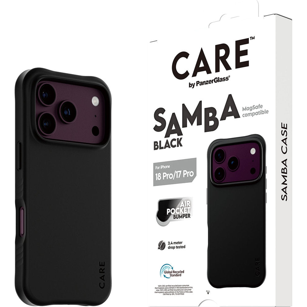 Handyhülle für iPhone 18 Pro / 17 Pro, CARE by PanzerGlass Samba Case mit MagSafe, Schwarz (6/6)