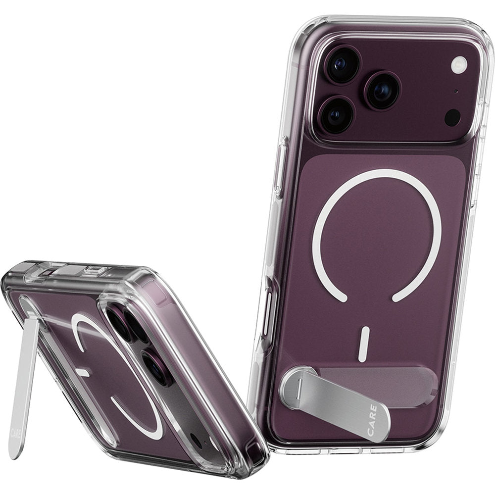 Handyhülle für iPhone 18 Pro Max / 17 Pro Max, CARE by PanzerGlass Kickstand Case mit MagSafe, Transparent-Weiß (5/7)