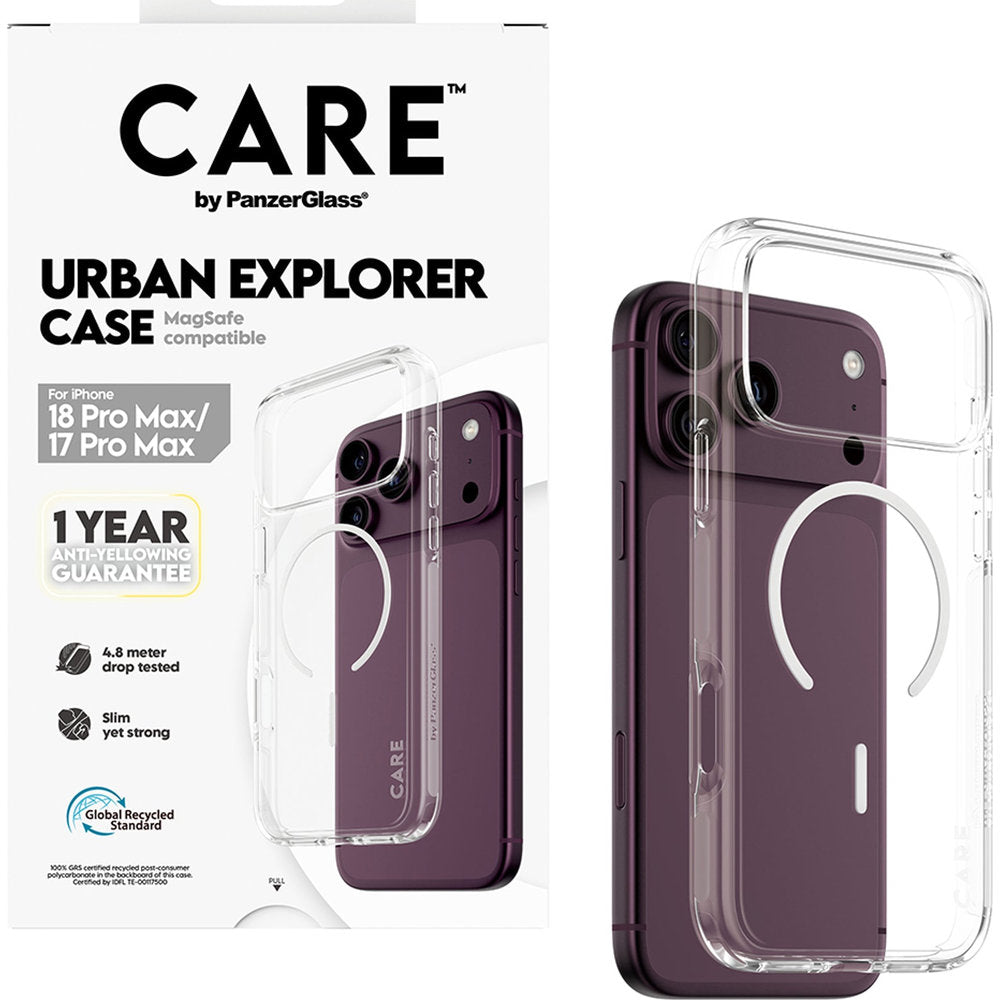 Handyhülle für iPhone 18 Pro Max / 17 Pro Max, CARE by PanzerGlass Urban Explorer Case mit MagSafe, Transparent-Weiß (5/6)