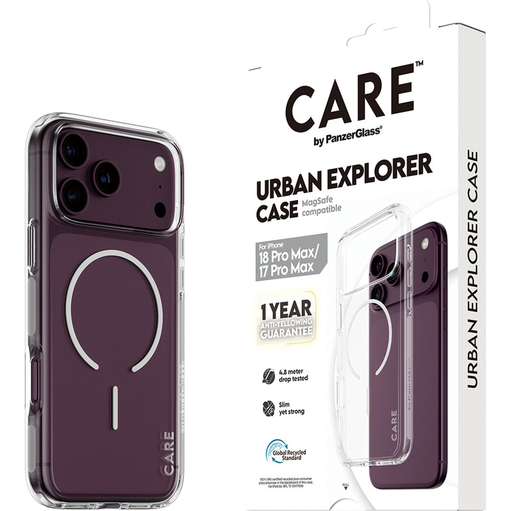 Handyhülle für iPhone 18 Pro Max / 17 Pro Max, CARE by PanzerGlass Urban Explorer Case mit MagSafe, Transparent-Weiß (6/6)
