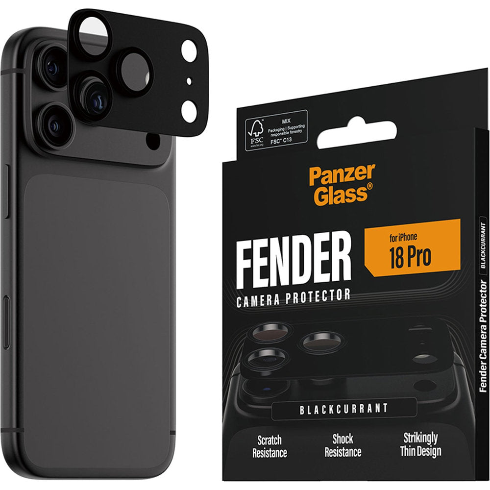 Gehärtetes Glas für die Kamera PanzerGlass Fender Camera Protector für iPhone 18 Pro, Schwarz (6/6)
