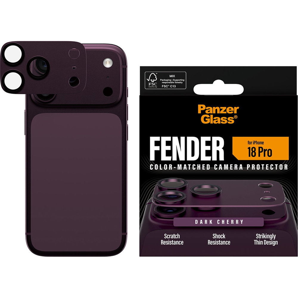 Gehärtetes Glas für die Kamera PanzerGlass Fender Camera Protector für iPhone 18 Pro, Kirschrot (2/6)