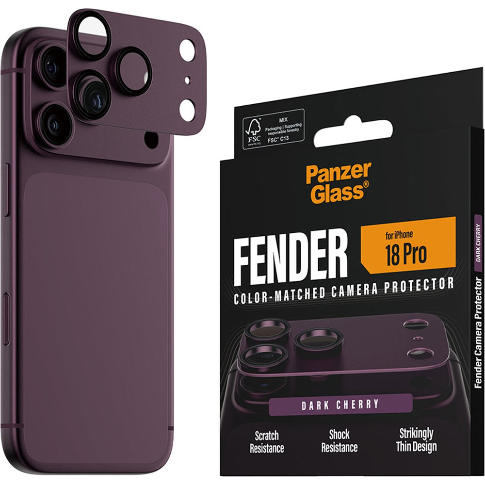 Gehärtetes Glas für die Kamera PanzerGlass Fender Camera Protector für iPhone 18 Pro, Kirschrot (6/6)