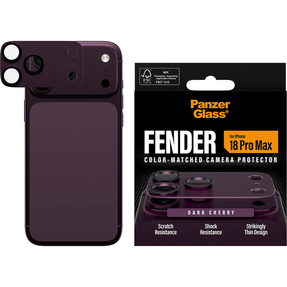 Gehärtetes Glas für die Kamera PanzerGlass Fender Camera Protector für iPhone 18 Pro Max, Kirschrot (2/6)