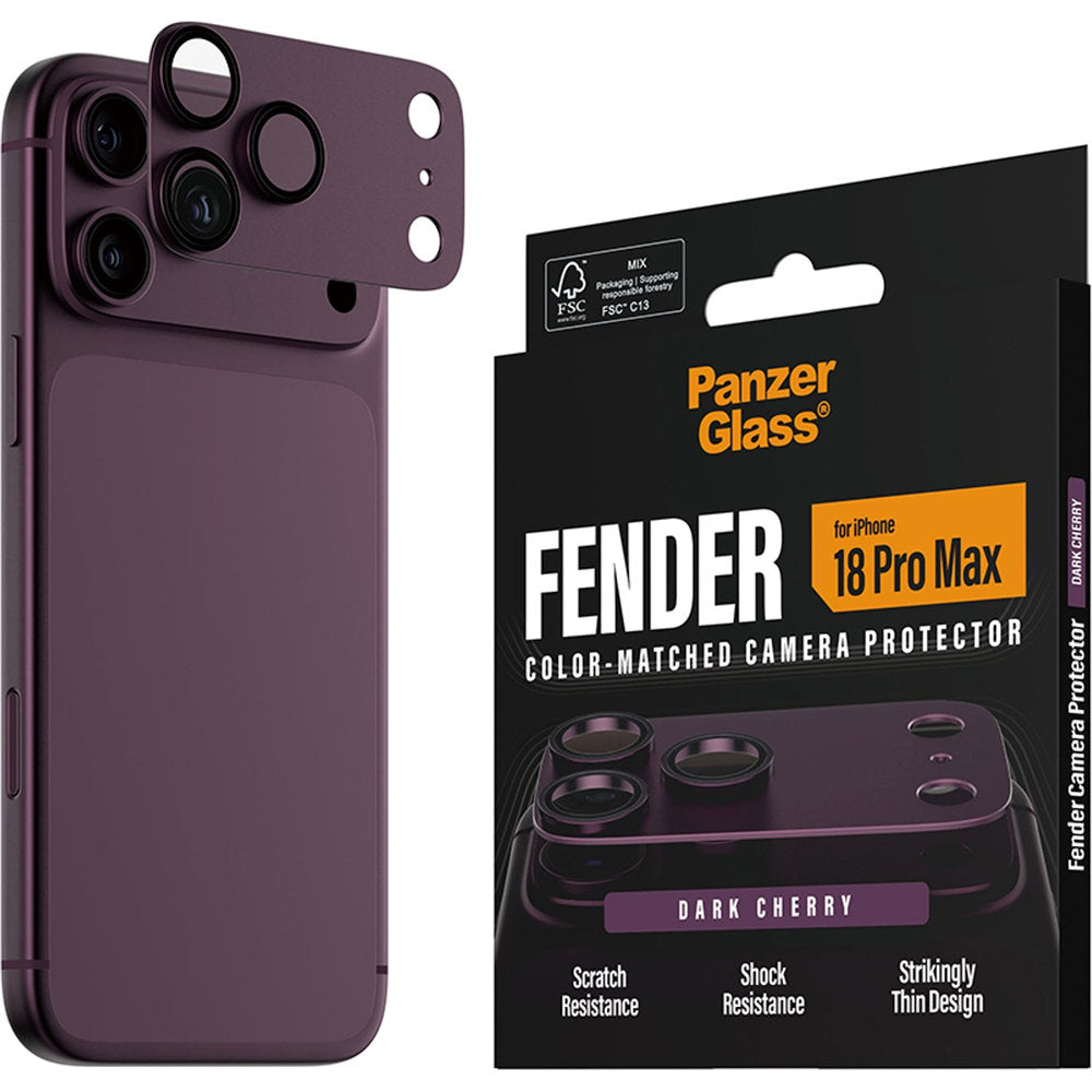 Gehärtetes Glas für die Kamera PanzerGlass Fender Camera Protector für iPhone 18 Pro Max, Kirschrot (6/6)