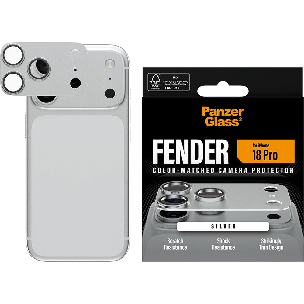 Gehärtetes Glas für die Kamera PanzerGlass Fender Camera Protector für iPhone 18 Pro, Silbern (2/6)