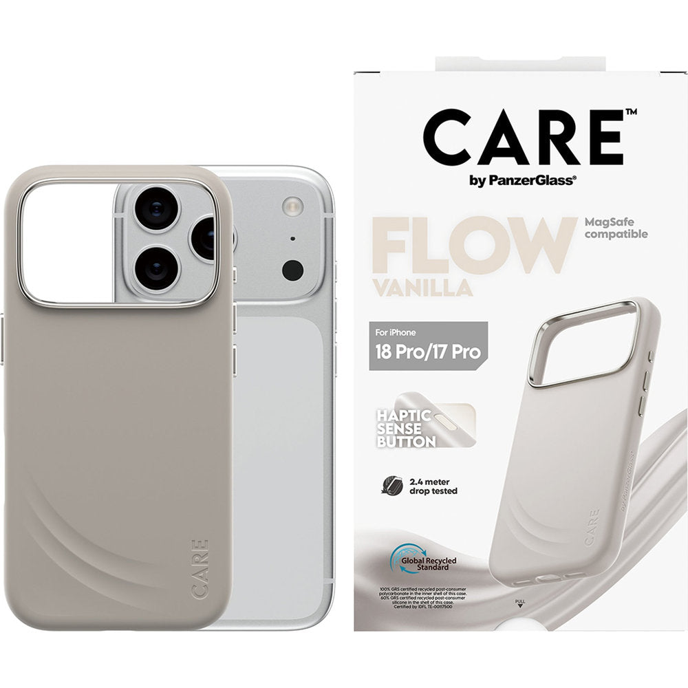 Handyhülle für iPhone 18 Pro / 17 Pro, CARE by PanzerGlass Flow mit MagSafe, Beige (2/6)