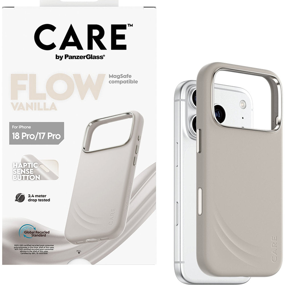 Handyhülle für iPhone 18 Pro / 17 Pro, CARE by PanzerGlass Flow mit MagSafe, Beige (5/6)