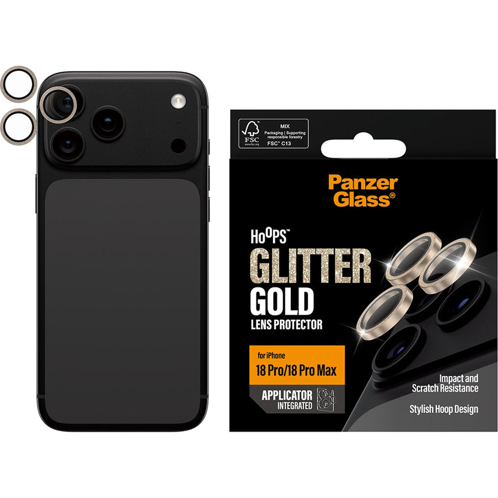 Gehärtetes Glas mit Applikator für iPhone 18 Pro Max / 18 Pro, PanzerGlass Hoops Camera, Gold (2/6)
