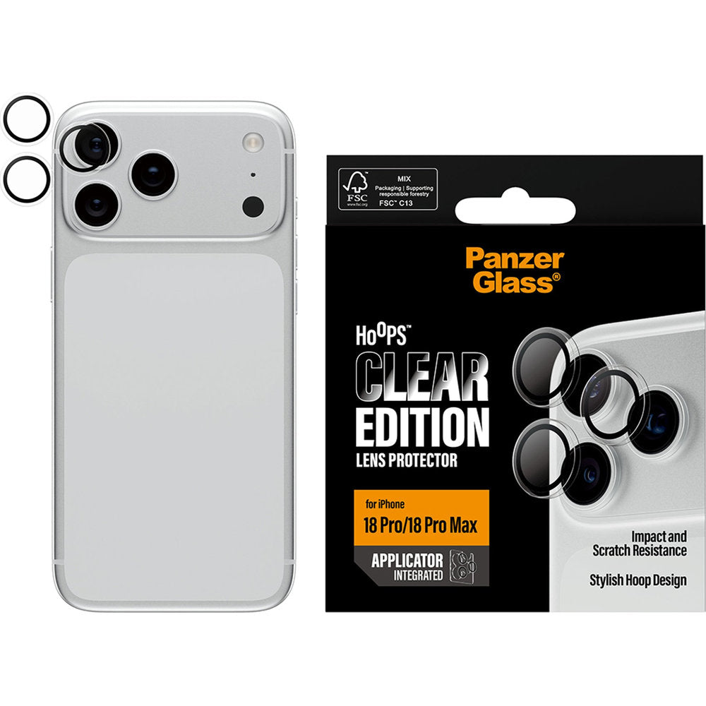 Gehärtetes Glas mit Applikator für iPhone 18 Pro Max / 18 Pro, SAFE by PanzerGlass Hoops Camera, Transparent (2/6)