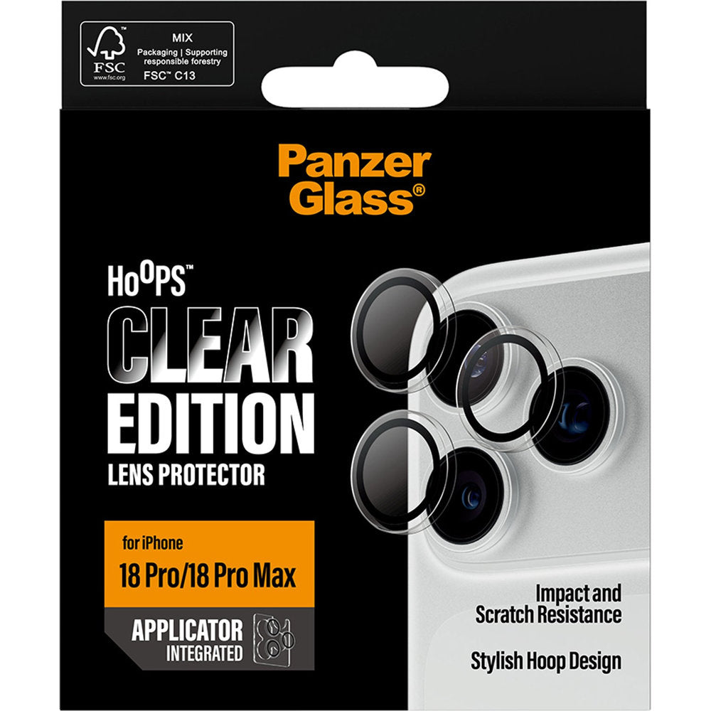 Gehärtetes Glas mit Applikator für iPhone 18 Pro Max / 18 Pro, SAFE by PanzerGlass Hoops Camera, Transparent (3/6)