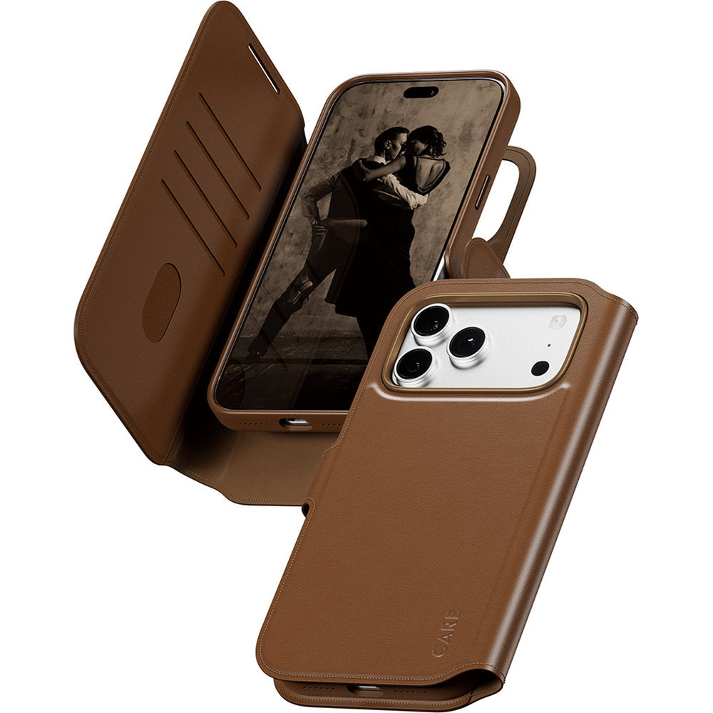 Handyhülle für iPhone 18 Pro Max / 17 Pro Max, CARE by PanzerGlass Tango 2in1 Wallet mit MagSafe, Braun (1/6)
