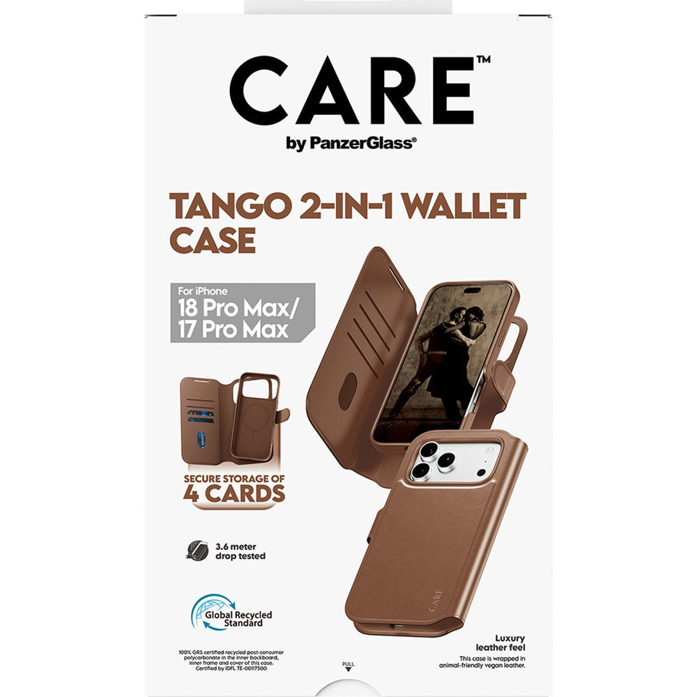 Handyhülle für iPhone 18 Pro Max / 17 Pro Max, CARE by PanzerGlass Tango 2in1 Wallet mit MagSafe, Braun (3/6)