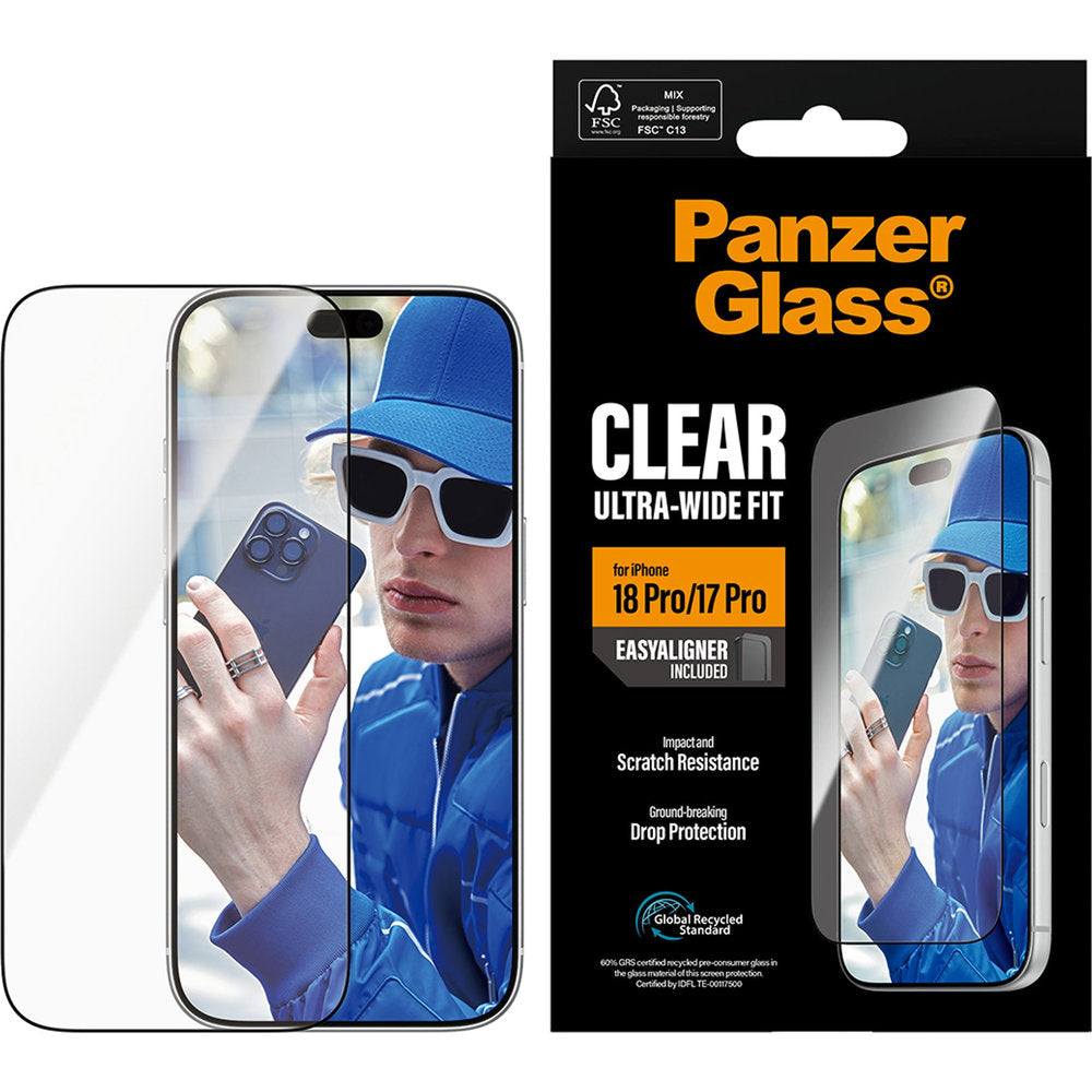 Gehärtetes Glas für iPhone 18 Pro / 17 Pro, PanzerGlass Ultra-Wide Fit, mit schwarzem Rahmen (2/6)