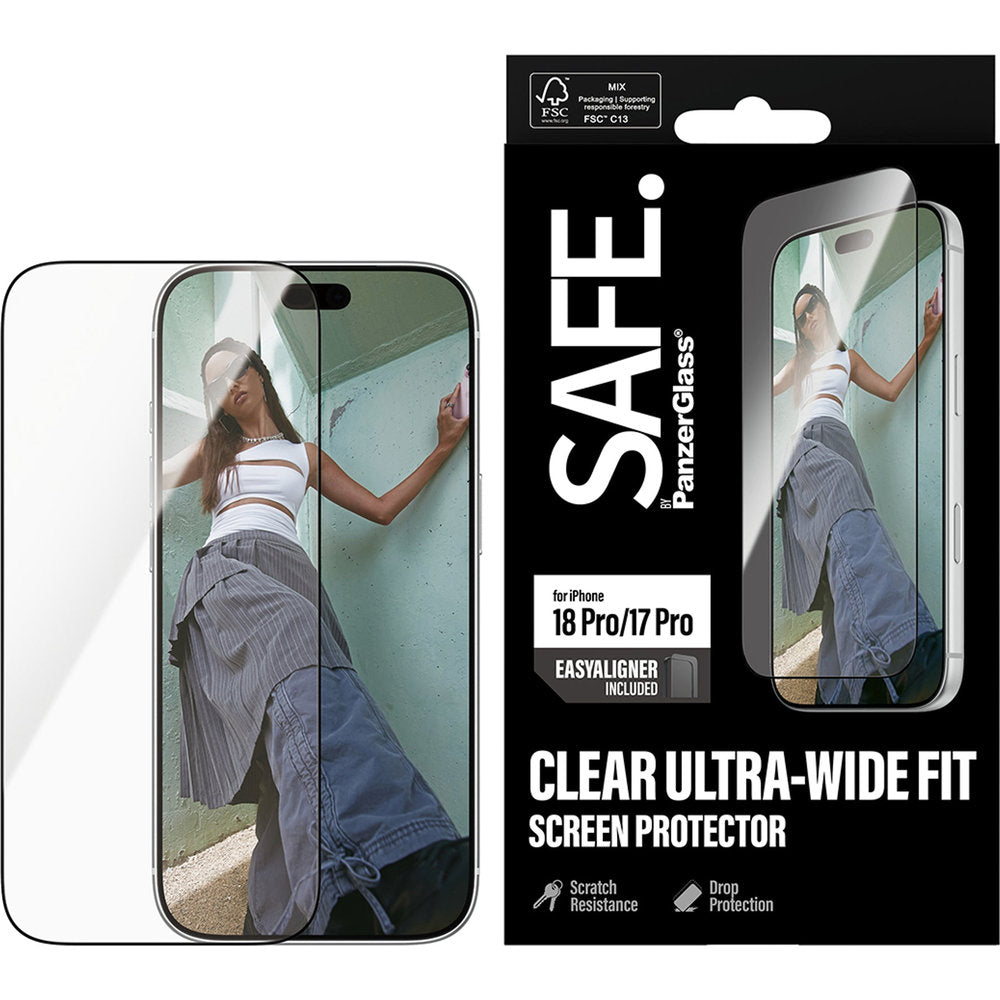 Gehärtetes Glas mit Applikator für iPhone 18 Pro / 17 Pro, SAFE by PanzerGlass Ultra-Wide Fit Easy Aligner (2/6)