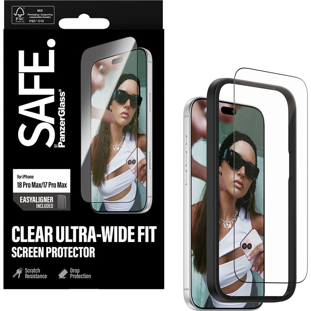 Gehärtetes Glas mit Applikator für iPhone 18 Pro Max / 17 Pro Max, SAFE by PanzerGlass Ultra-Wide Fit Easy Aligner (5/6)