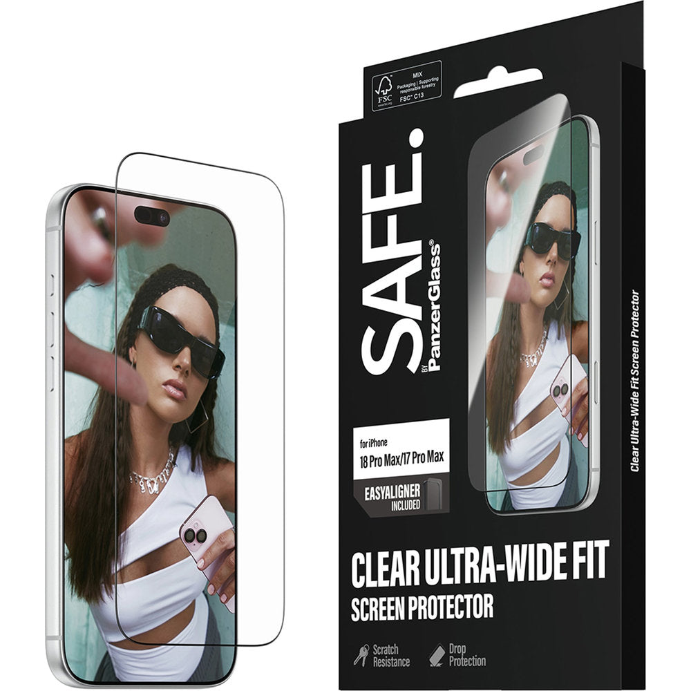 Gehärtetes Glas mit Applikator für iPhone 18 Pro Max / 17 Pro Max, SAFE by PanzerGlass Ultra-Wide Fit Easy Aligner (6/6)