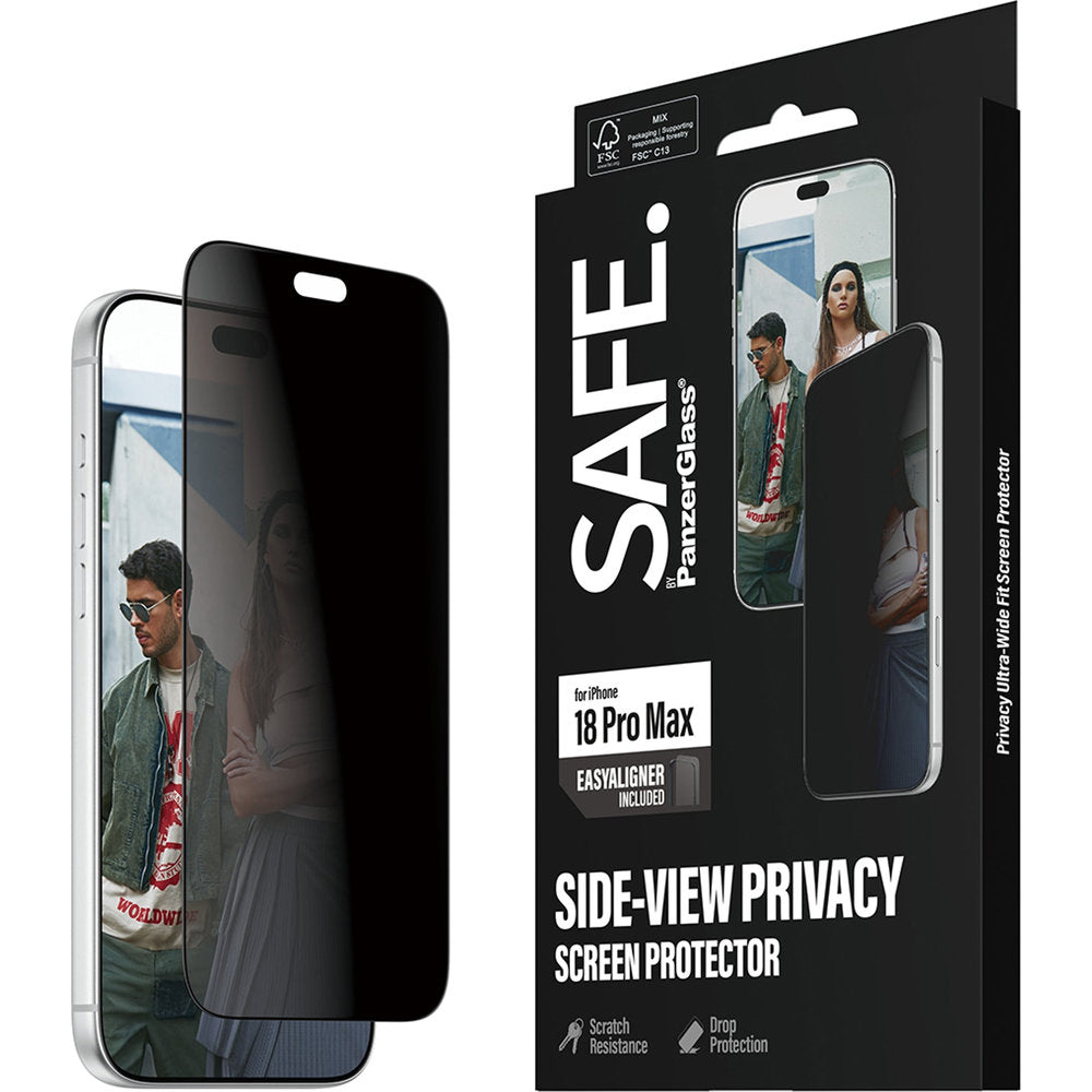 Sichtschutzglas mit Applikator für iPhone 18 Pro Max, SAFE by PanzerGlass Ultra-Wide Fit Privacy mit EasyAligner (7/7)