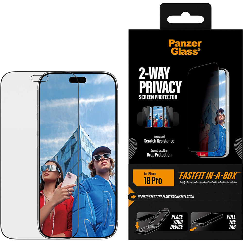 Sichtschutzglas mit Applikator für iPhone 18 Pro, PanzerGlass 2-Way Privacy Ultra-Wide Fit FastFit (2/7)