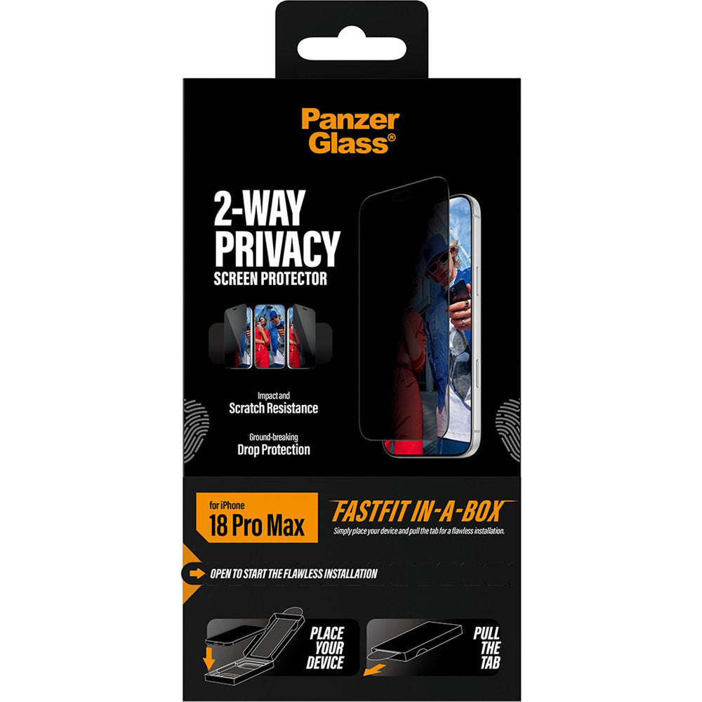 Sichtschutzglas mit Applikator für iPhone 18 Pro Max, PanzerGlass 2-Way Privacy Ultra-Wide Fit FastFit (3/7)