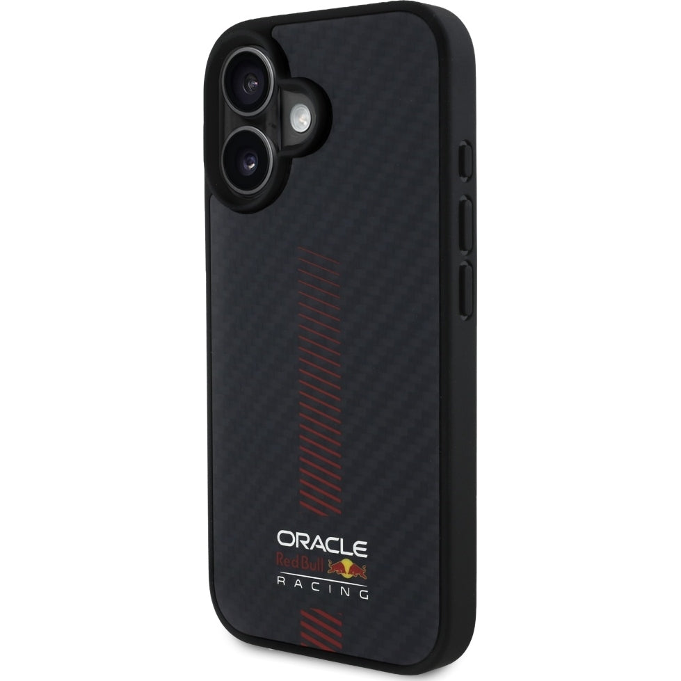 Handyhülle für iPhone 16, Red Bull Carbon Fiber Powerbar für MagSafe, Schwarz