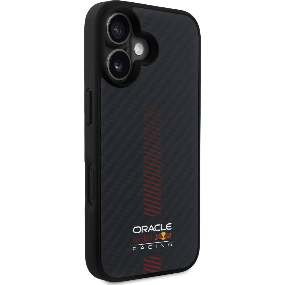 Handyhülle für iPhone 16, Red Bull Carbon Fiber Powerbar für MagSafe, Schwarz