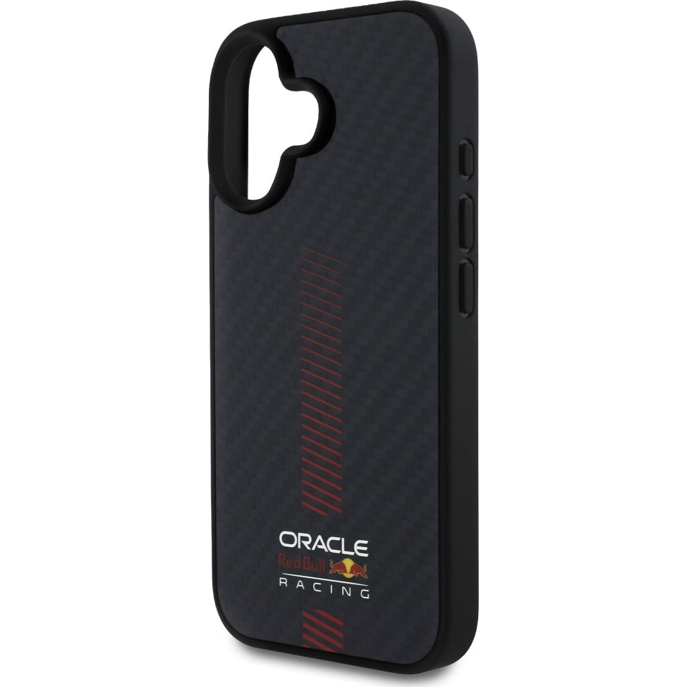 Handyhülle für iPhone 16, Red Bull Carbon Fiber Powerbar für MagSafe, Schwarz